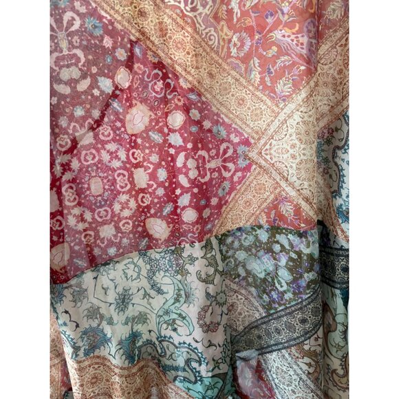 Boho Top 22/24 Patchwork Tunic Sheer Flowy Hare Print Festival CottageCore Fairy - Picture 13 of 16